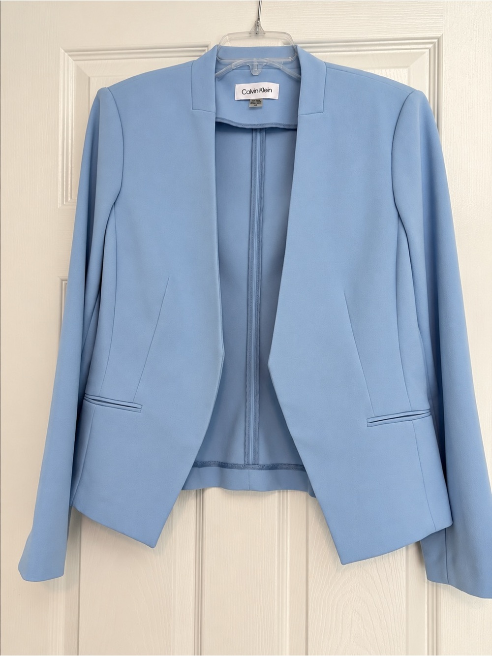 Calvin Klein Pastel Blue Open Front Blazer